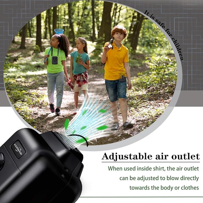 CAZOKASI Upgrade Waist Clip Fan Wearable Fan Portable Cooling and Heatstroke Prevention Fan (Industrial orange black) (Black / 8000mAh)