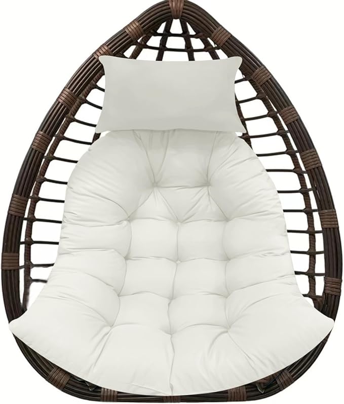 Thicken Hanging Basket Seat Cushion with Headrest, Hammock Swing Chair Cushions, Soft Egg Patio Chair Cushion with High Elasticity PP Cotton, for Indoor and Outdoor Garden Offices (with Pillow)