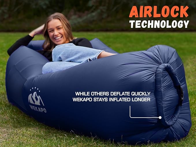 WEKAPO Inflatable Sun Lounger, Air Sofa, Hammock, Portable, Waterproof and Leak-Proof, Ideal for Backyard, Beach, Travel, Camping, Picnics and Music Festivals