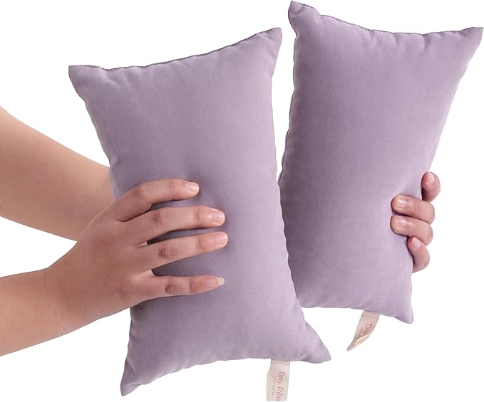BEDSUM 2 Pack Tiny Pillows, 11"x7" Microfiber Mini for Toddler, Travel, Pets - Soft, Machine Washable Small for Neck, Wrist, and Knee Comfort, Lavender
