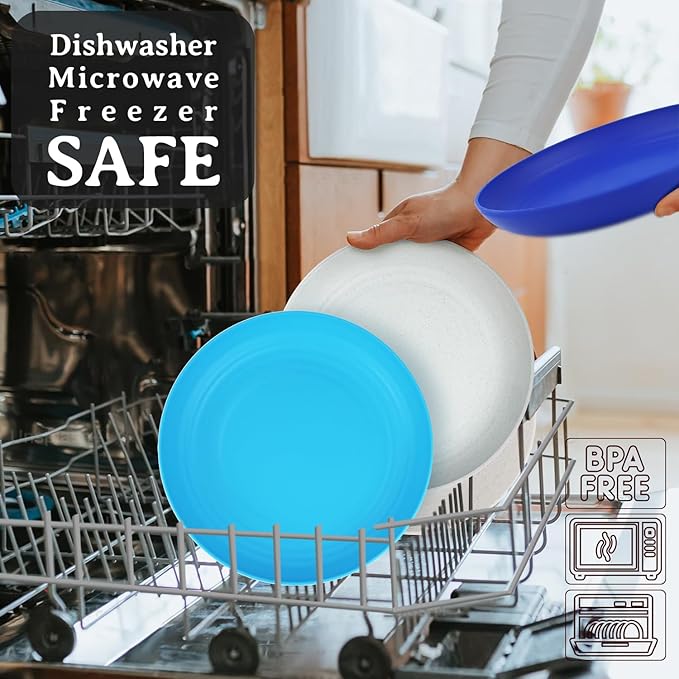 Homienly Dessert Plates Set of 8 Small Wheat Straw Plate Set, Side Dish Appetizer Plates for Kitchen Unbreakable Snack Plate for Kids Mini Dinner Plate for Snack,5.7 Inch(Island Series)