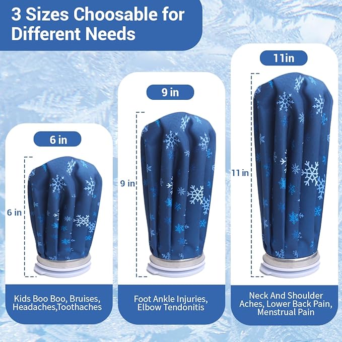 NEWGO Ice Pack for Injury Reusable, Small Ice Bag Refillable Ice Pack for Hot Cold Therapy and Pain Relief, Hot Water Bag, No-Leak Medical Ice Bag (11 Inch)