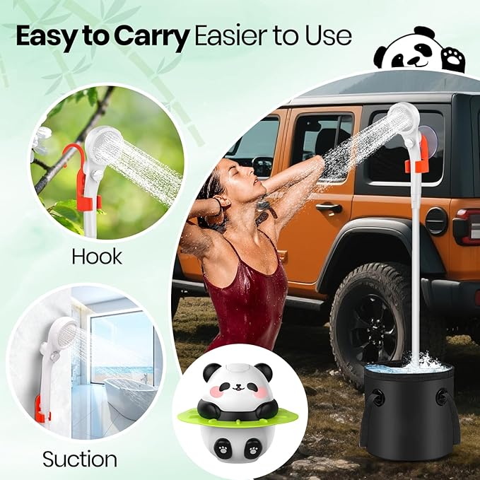 Portable Camping Shower, 10500mAh Camp Shower with 3 Spray Modes, IPX7 Waterproof Outdoor Shower, Perfect for Hiking, Beach, Pets & Car Wash