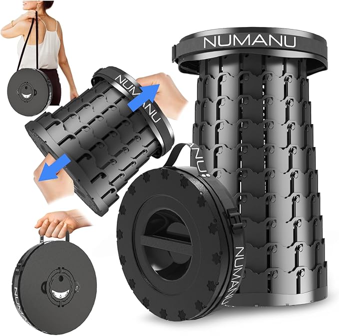 2025 Upgraded 19.7" XXL Collapsible Stool, 1000lbs Max Weight, Wider & Taller Pop Up Seat, Heavy Duty Portable Retractable Folding Chair or Travel Foot Rest, Gift for Camping & Outdoors