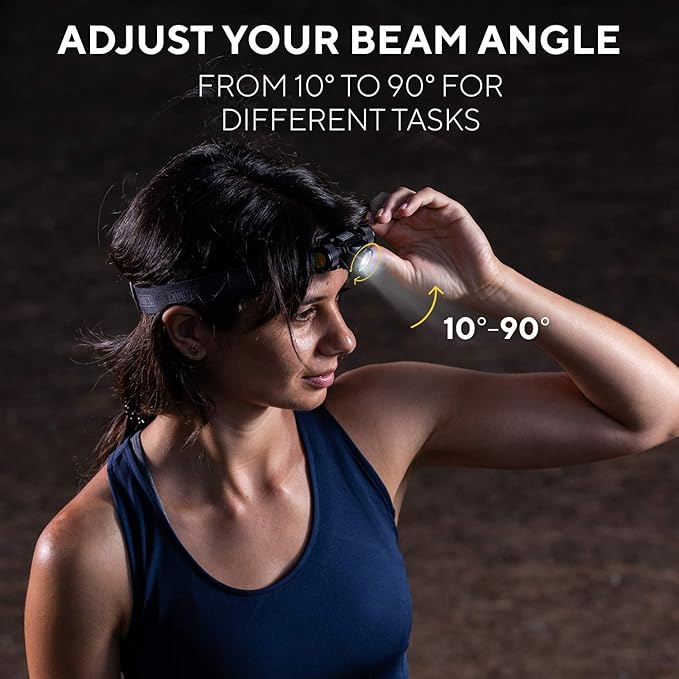 SLONIK Rechargeable Headlamp Flashlight - 500 Lumens Ultra Bright Headlight - IPX4 Waterproof Head Lamp Light for Outdoor Running, Hiking Gear, Hard Hat Helmet - Camping Accessories for Adults, Black