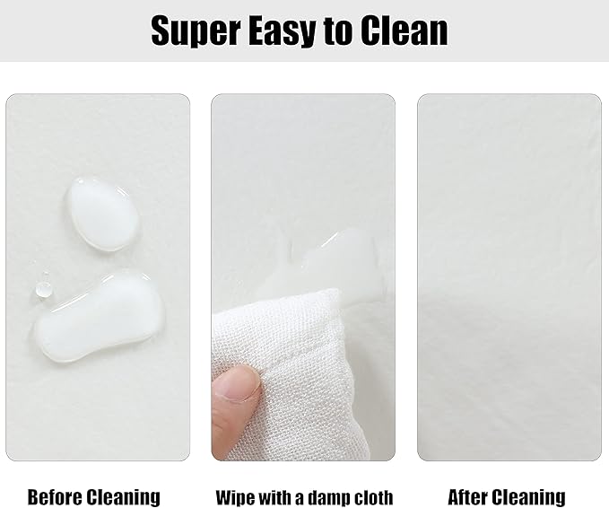 LUSHVIDA Round Waterproof Table Cover Elastic Vinyl Fitted Tablecloth Elastic Edged Plastic Table Cloth (Ivory, Best for Up to 45"-56" Round)