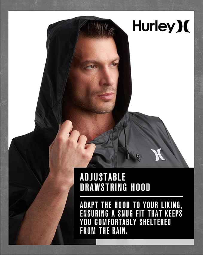 Hurley Ponchos Adult - Waterproof Rain Ponchos for Adults, Lightweight Packable Rain Poncho for Hiking, Camping & Emergency