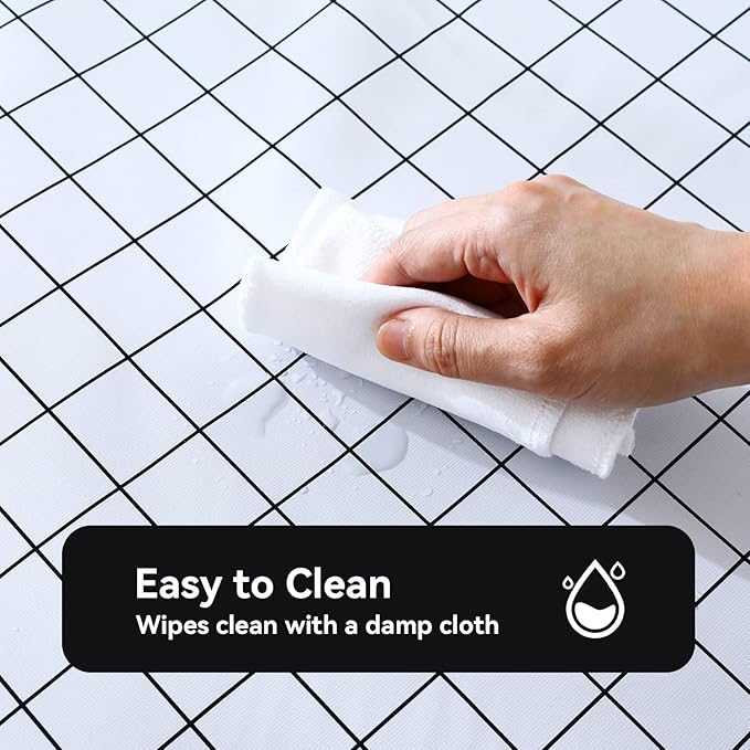 Romanstile Square Plastic Tablecloth, 100% Waterproof Oil-Proof Checkered PVC Table Cloths, Heavy Duty Vinyl Table Covers for Dining, Camping, Picnic, Outdoor - 54 x 54 Inch, White