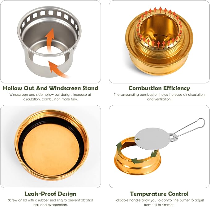 2 In 1 Mini Alcohol Stove For Camping, Portable Alcohol Burner With Stainless Steel Cross Stand, Storage Bag, Lightweight Tiny Brass Stove For Backpacking Emergency Outdoor Coffee