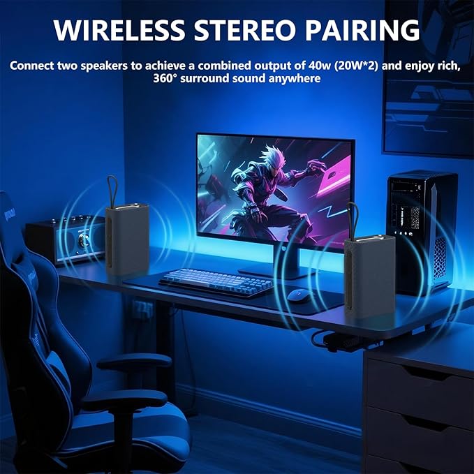 Speaker, Portable Wireless Bluetooth Speakers, Wireless Stereo Pairing, 10W Stereo Sound, BT 5.3, Bassup, Electronics for Home, Shower, Outdoors, Travel(1PCS, Blue)