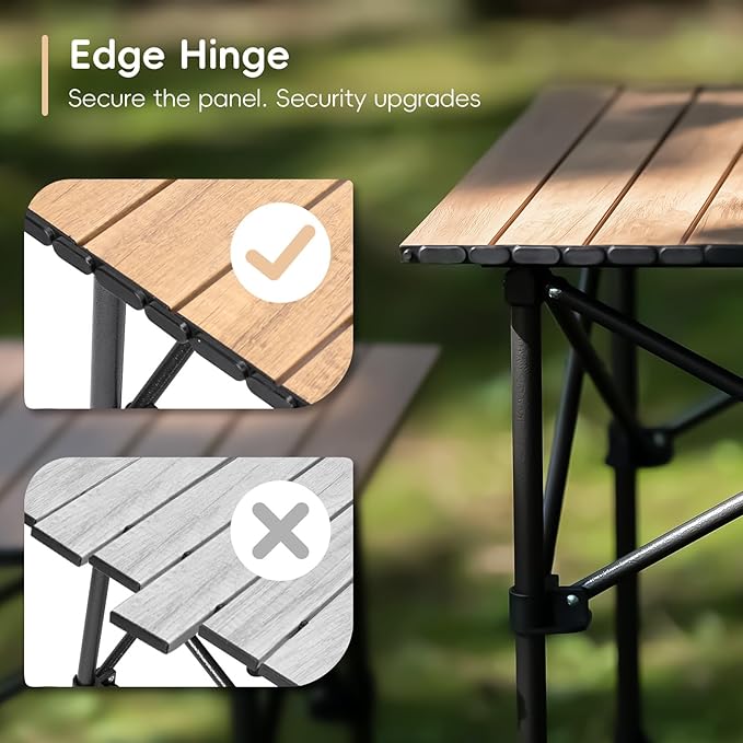 Camping Table Folding Camp Table Roll Up Surface Lightweight, Collapsible Height Adjustable Suitable for Picnic Adults with Carry Bag for Indoor Outdoor BBQ Picnic Gathering Patio