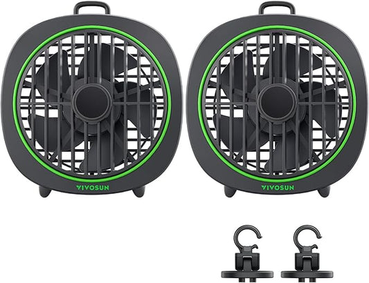 VIVOSUN AeroWave D4, 4” Grow Tent Clip Fan with Detachable Hook, 3-Speed Strong & Quiet Airflow, Adjustable Airflow Angle for Hydroponics, Circulation & Cooling, Black, 2-Pack