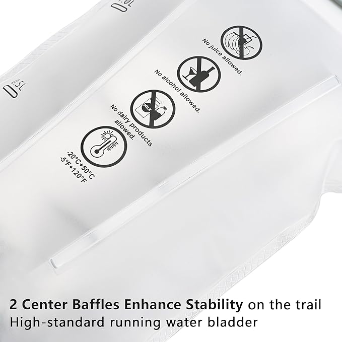 Water Bladder 1.5L-2 Liter, BPA -Free Hydration Bladder for Hiking Backpack, Leak - Proof Water Reservoir Storage Bag for Hiking, Running, Camping & Outdoor Adventures