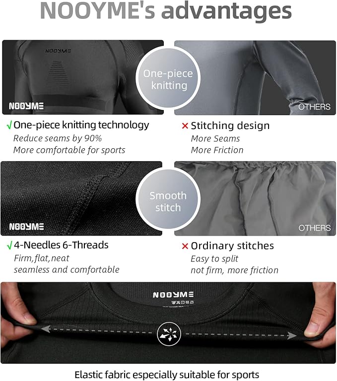 NOOYME Thermal Underwear Long Johns for Men - Long Underwear Base Layer for Cold Weather