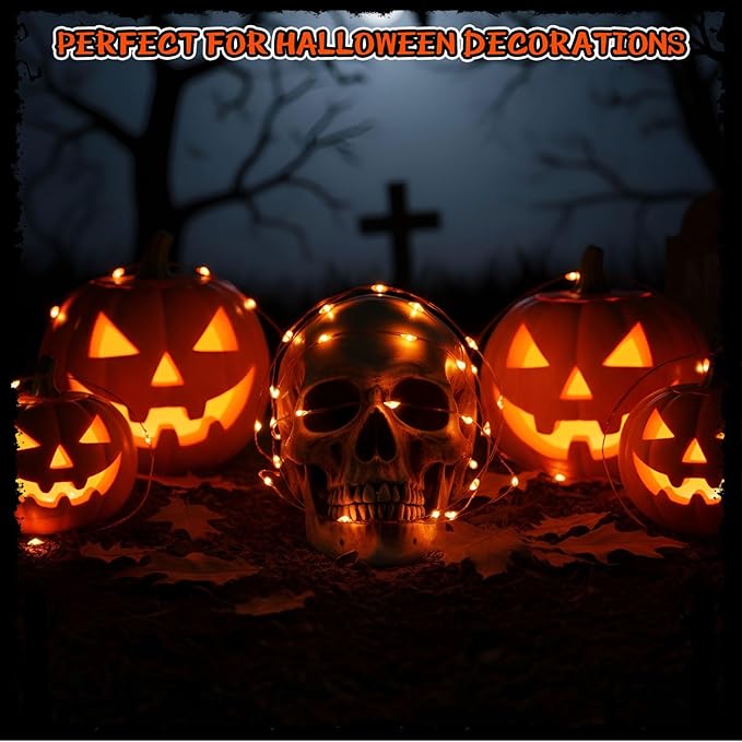 Macarrie Fairy Lights USB Powered 16 ft 50 LED String Lights Plug in for Xmas Indoor Outdoor Party Wedding Home Festival Tree Garden Decoration (Orange,6 Pcs)