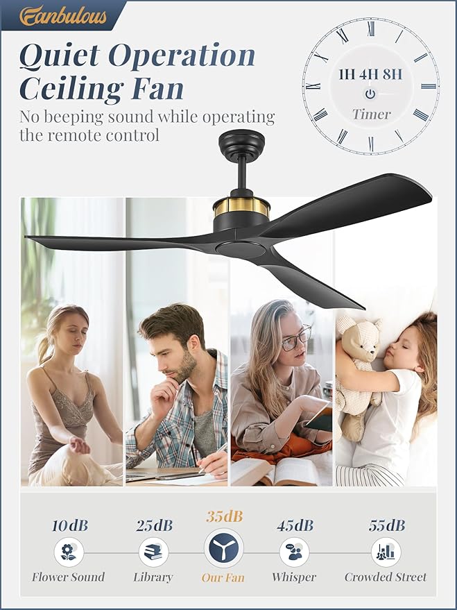 52" Ceiling Fans without Lights, Flush Mount Ceiling Fan with Remote Control,Modern Outdoor Ceiling Fans with 2 Downrods 6-Speeds Reversible DC Motor for Patio Bedroom Living Room