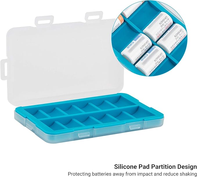 12 Slots CR2 Battery Case, CR2 Battery Holder CR15H270 Battery Storage, Shockproof & Water-Resistant Battery Case, PP Shell Ultra-Slim Easy to Carry