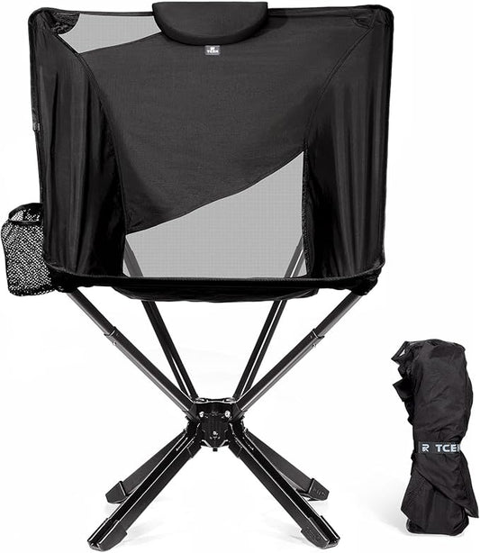 Portable High Back Camping Chair with Adjustable Height, Small Compact Outdoor Folding Chair for Adults Travel, Riselite Collapsible Lightweight Packable Camp Chairs, Easy Carry and Quick Setup