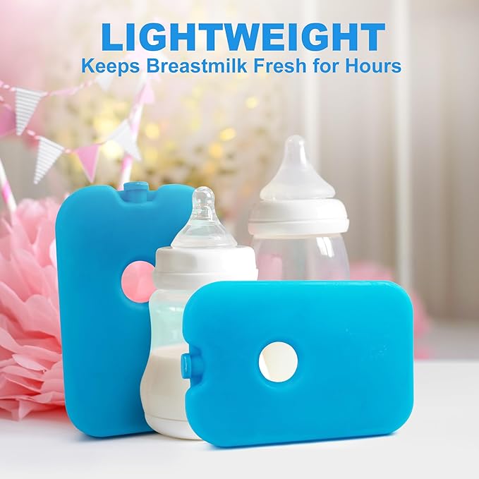 LotFancy Ice Packs for Cooler and Lunch Box, Reusable Freezer Packs for Lunch Bags, Slim Blue Ice Blocks, Long Lasting, Refreezable Flat Cool Packs for Food, Drinks, Milk