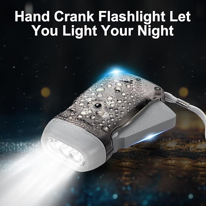 Treela 36 Pcs Hand Crank Flashlights Operation Christmas Items Bulk Squeeze Flashlight No Battery Required Torchlight 3 Powered Charging for Emergency(Green, Blue, Yellow, Grey)