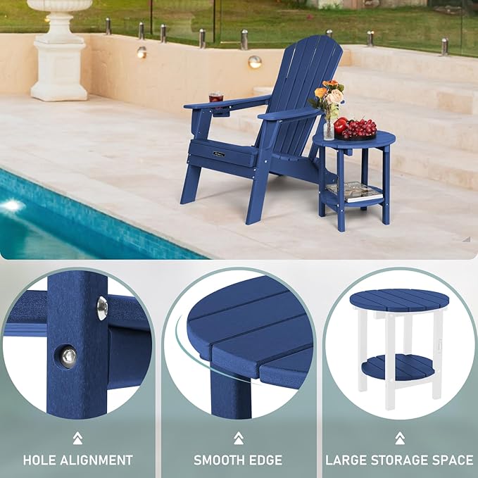 FUNBERRY Outdoor Adirondack Side Table, 2-Tier Patio End Tables, HDPE All Weather for Outside