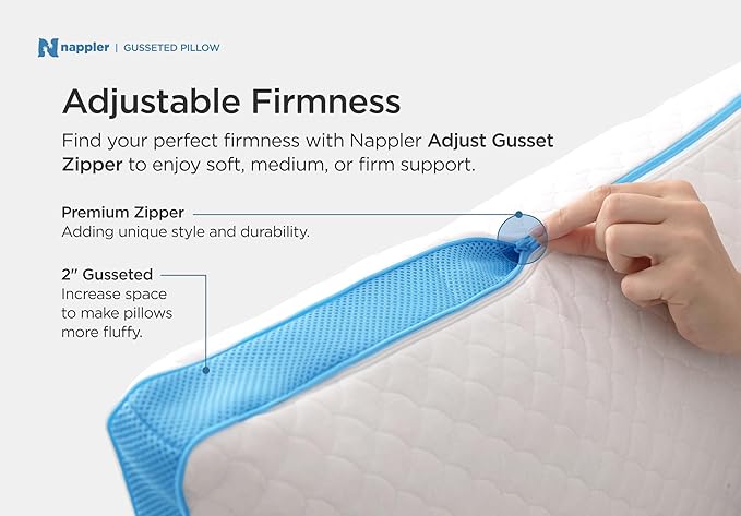 Side and Back Sleeper Pillow for Neck and Shoulder Pain Relief - Shredded Memory Foam Bed Pillow for Sleeping - 100% Adjustable Fill - King Size - Modal Washable Case. Extra Fill Included