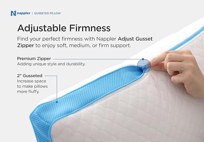 Side and Back Sleeper Pillow for Neck and Shoulder Pain Relief-Shredded Memory Foam Bed Pillow for Sleeping - 100% Adjustable Fill - Standard Size Set of 2 Washable Case. Extra Fill Included