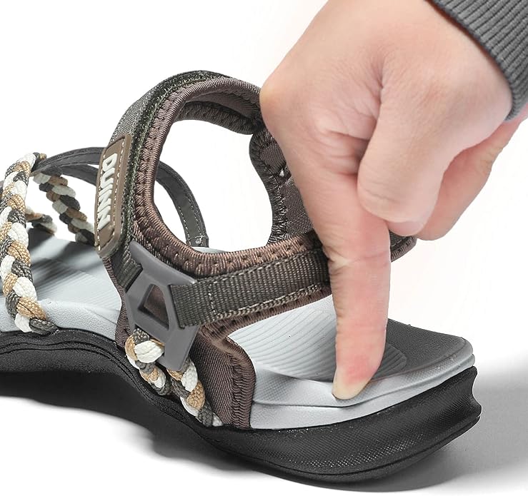 UBFEN Womens Hiking Comfort Sport Sandals Beach Vacation Camping Casual Sport Sandals with Adjustable Straps and Arch Support