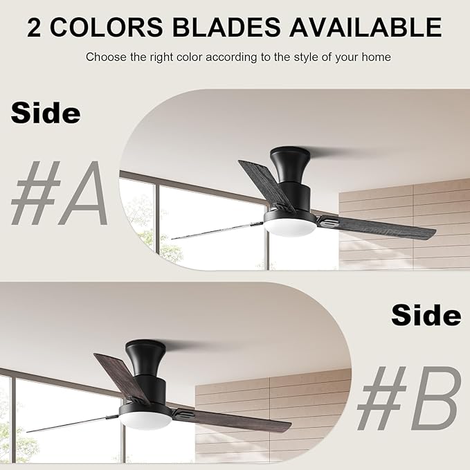 Obabala 52" Outdoor Ceiling Fan, LED Light, Smart Reversible DC Motor, 6 Speeds, Remote & APP Control, Modern Ceiling Fan for Living Room, Covered Porch