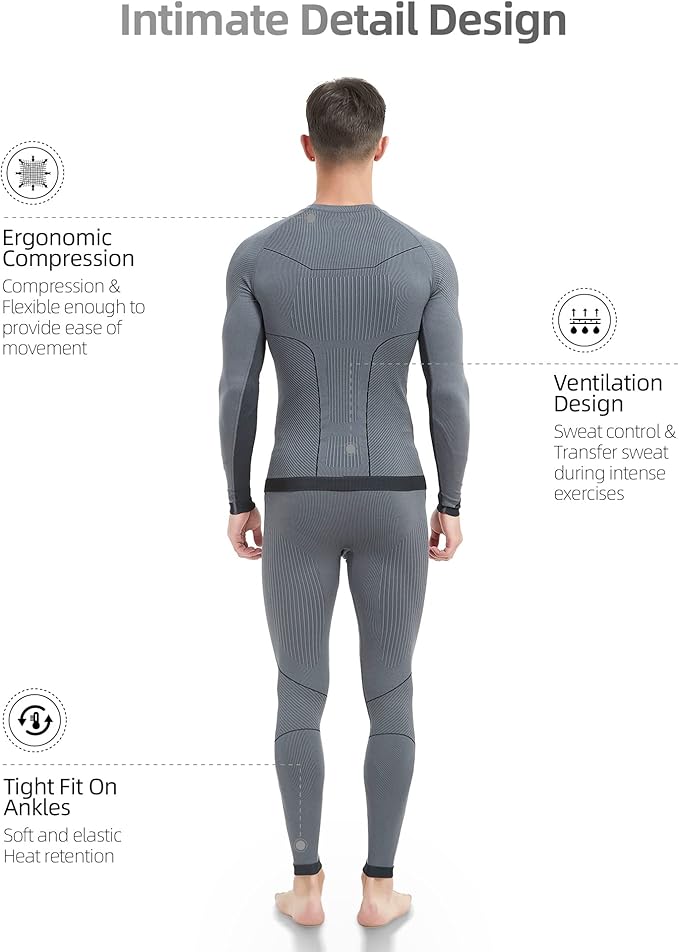 NOOYME Thermal Underwear Long Johns for Men - Long Underwear Base Layer for Cold Weather