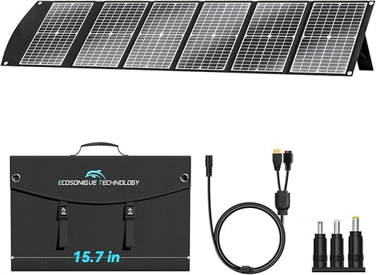 Extreme Lightweight and Compact Foldable Ecosonique 100W Portable Solar Panels Charger for Camping Power Station, Solar Generators, Cell Phones with USB QC3.0, Type-C PD3.0, Anderson and XT60 DC 20V