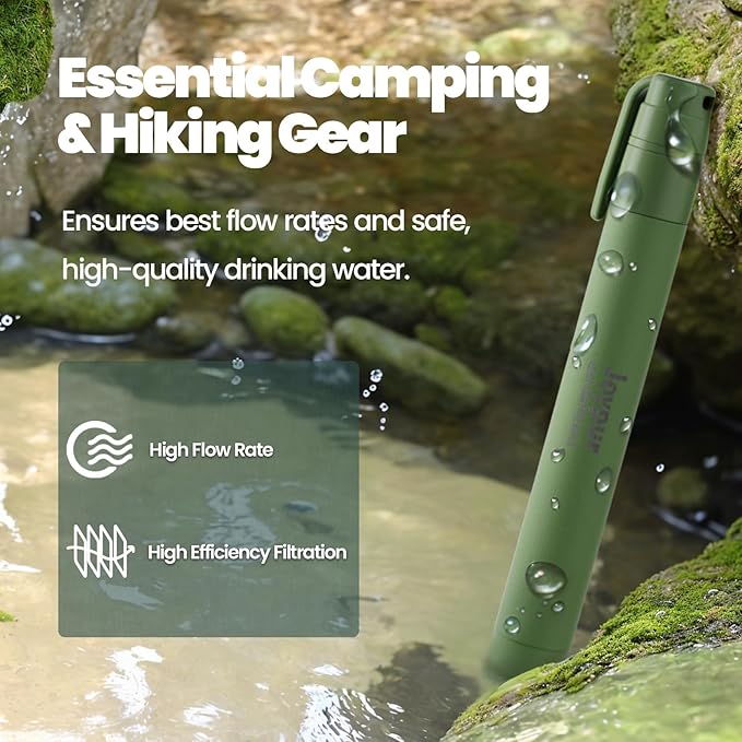 Portable Water Filter Straw Survival, Essential Camping & Hiking Gear, Water Purification Straw for Travel, Biking and Emergency Preparedness