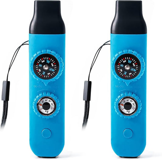 Emergency Survival Safety Whistle，Whistle for Kids with Lanyard,Compass,Thermometer,Ideal for Kayaking, Boating, Hiking, Camping, Climbing