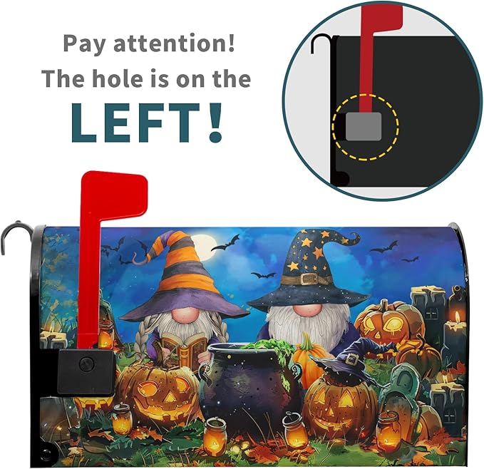 Halloween Gnomes Mailbox Covers Magnetic Large Size Humor Spooky Pumpkins Waterproof Mail Box Cover Autumn Halloween Happy Holiday Letter Post Wraps for Home Garden Yard Outdoor 25.5x21 Inch
