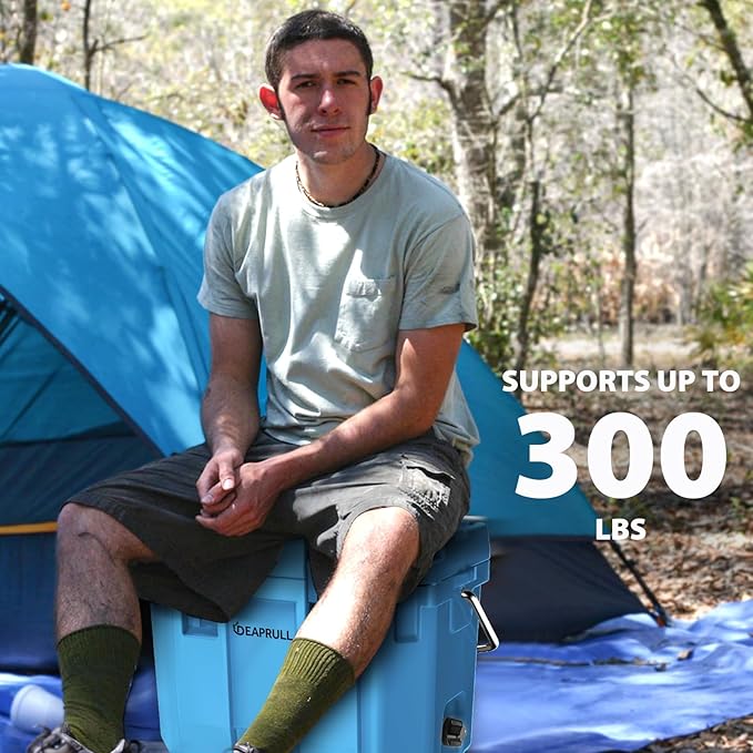 Hard Cooler, Insulated Ice Chest Box Holds Ice for More Days, Portable Cooler with Handle, Cup Holders, Double Latches for Camping Drink, Beach, Picnic, Fishing, Boat, Barbecue