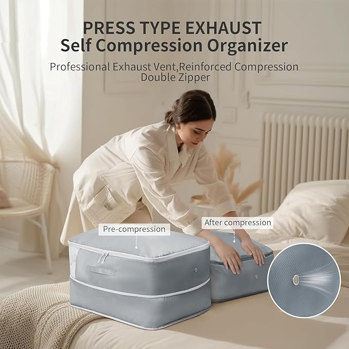 DIMJ Comforter Storage Bag 6 Pack - Blanket Storage Organizer Compression Bags, Large Capacity Ultra Space Saving Self Compression Organize for Bedding, Pillow, Duvet, Sheet Storage with Zipper Window