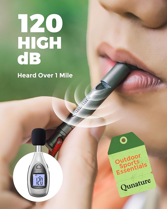 Emergency Titanium Whistle Survival Keychain Whistle 120 - Decibel with Lanyard for Kids Rescue Dog Training Outdoor Camping Hiking Coaches Sports Metal Whistle