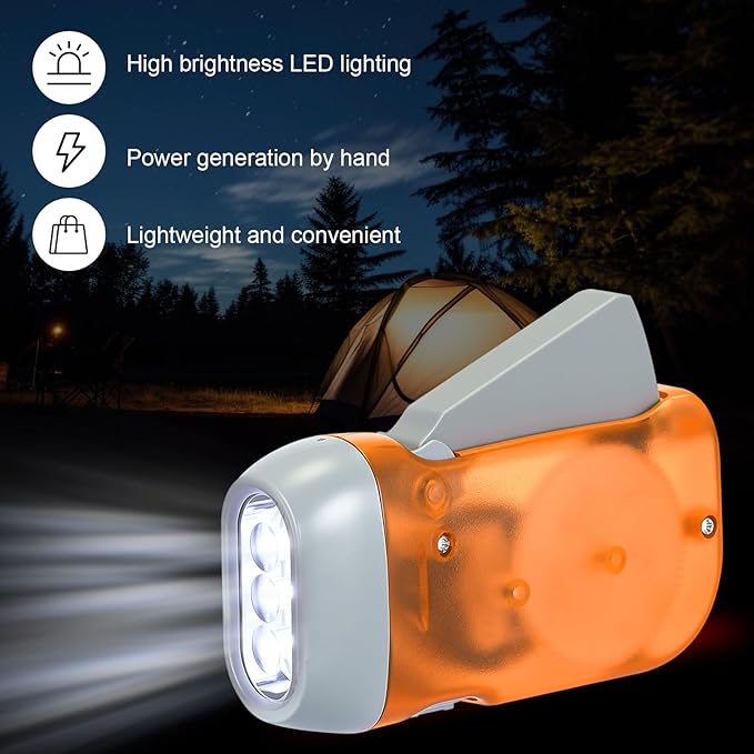 Mudder 24 Pieces Hand Crank Flashlight with LED Self Powered Charging Torch Dynamo for Camping Emergency(Rainbow)