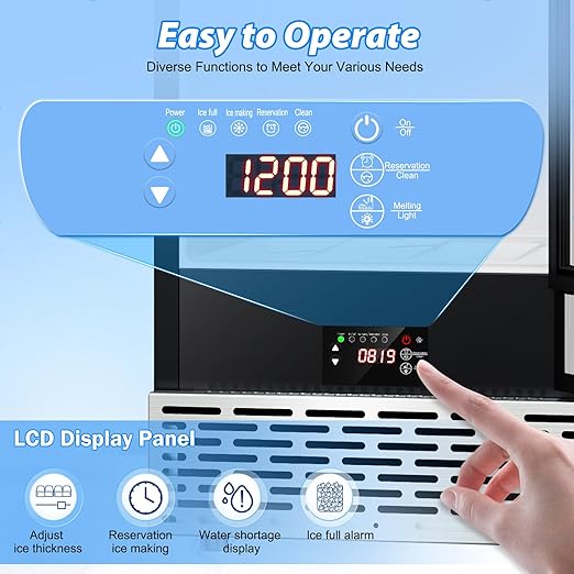 Under Counter Ice Maker, Ice Maker Machine Commercial, 120Lbs/24H with 35lbs Storage Bin, 40Pcs Cubes in 10Mins, Built in Ice Machine for Home Office Commercial, Black-2