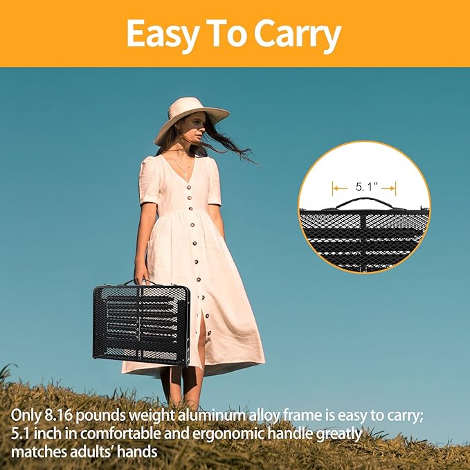 Camping Table 3FT Grill Table Foldable Folding Picnic Portable Stand Mesh 2 Height Adjustable Outdoor Card BBQ RV Black 35.5×23.6 ×26 inch