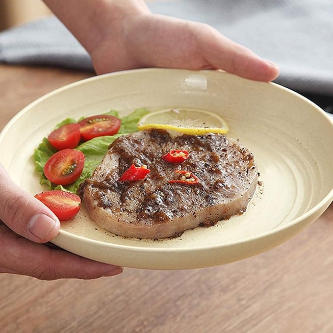 shopwithgreen Lightweight Wheat Straw Plates - 4 Pack 10'' Unbreakable Dinner Plates, Dishwasher & Microwave Safe, BPA free, for Kids, Children, Toddler & Adult