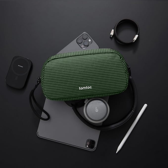 tomtoc Electronics Organizer Travel Case Performance, Water Resistant Bag Cable Tech Pouch Accessories, Carry Storage for Cord, Phone, Cables, Airpods, USB Flash Drive, Daily Items