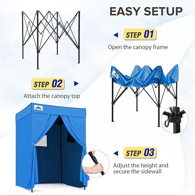 EAGLE PEAK Flex Compact 5x5 Pop-up Canopy Changing Room, Portable Privacy Dressing Room for Indoor Fashion Photoshoots, Camping, or Pool, Light Blue