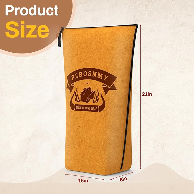 BBQ Blanket for Resting Meat, 21 Inch Smoker Meat Resting Blanket for Brisket, Beef, Turkey, Wide Mouth Meat Insulated Resting Bag for Smoking, Grilling, Camping