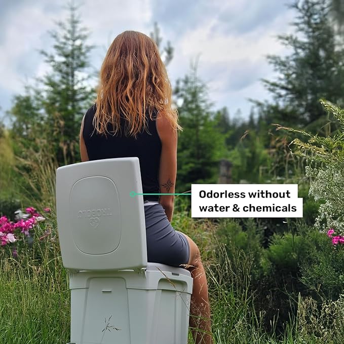 WandaGO Composting Toilet, Portable Outdoor Camping Toilet, Urine Diverting Dry Toilet With Height Adjustment