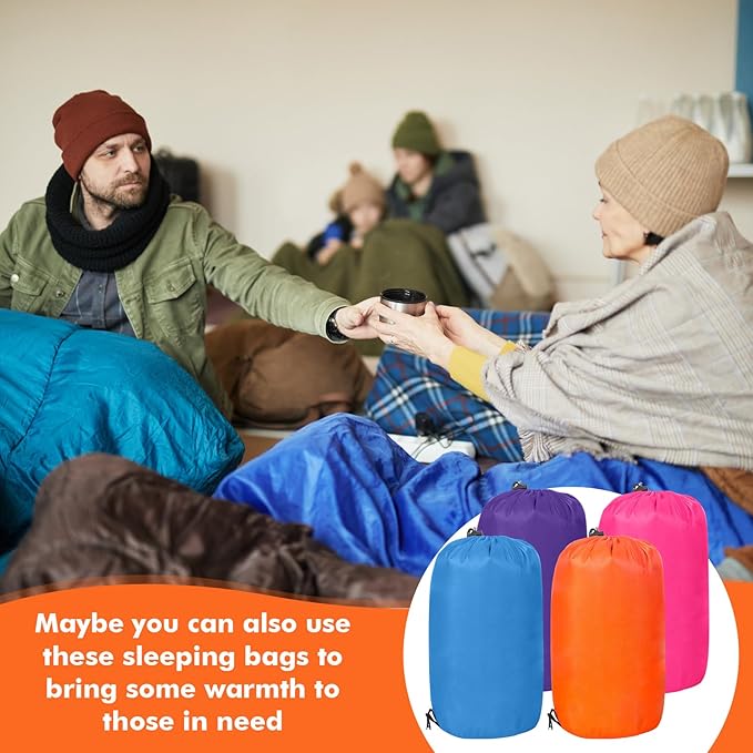 Macarrie 4 Pcs 0 Degree Camping Sleeping Bags Bulk for Adults 4 Season Warm Cold Weather Sleeping Bags with Compression Sack Lightweight Portable Waterproof for Backpacking Hiking Outdoor