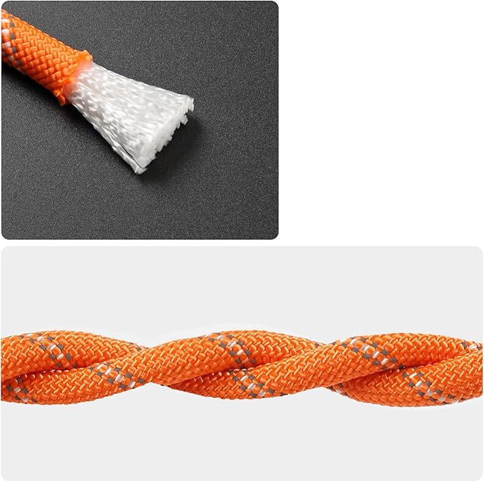 1/2 in x 16 ft Boat Marine Rope for Canyoneering, Floating, Fishing, Rafting, Camping, Hiking, Hunting, Anchor, Arborist Tree, Rafting, Rescue, Knotting Practice Nylon/Polyester Orange