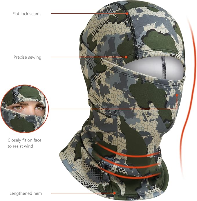 BASSDASH Winter Balaclava Fleece Ski Mask Ninja Hood Neck Warmer Fishing Hunting