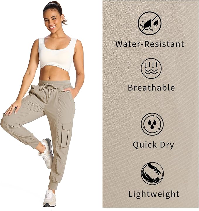 smawell Women's Hiking Cargo Pants with Pockets Lightweight Quick Dry Joggers Travel Camping Outdoor Pants