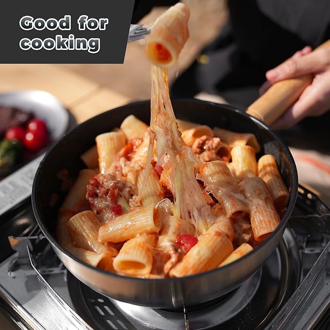 KingCamp Camping Cookware Set 304 Stainless Steel Campfire Cooking Pots Pan and Kettle with Travel Tote Bag for Camping Outdoor Kitchen Cooking Picnic for 4-6